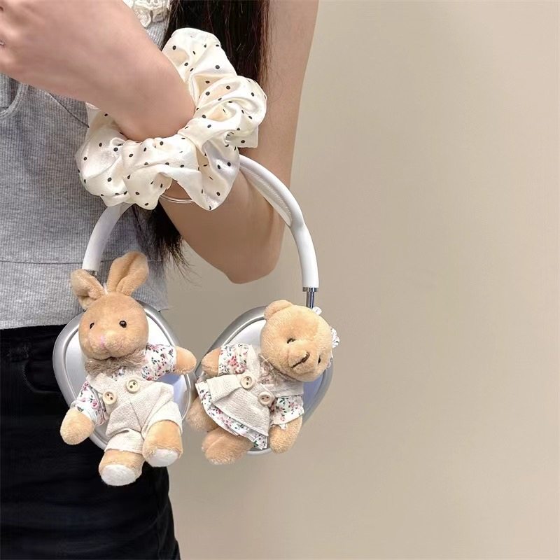 日韩立体小熊适用于苹果AirPods max头戴式耳机保护套apm女生纯色Apple AirPods Max无线蓝牙头戴式耳机壳软