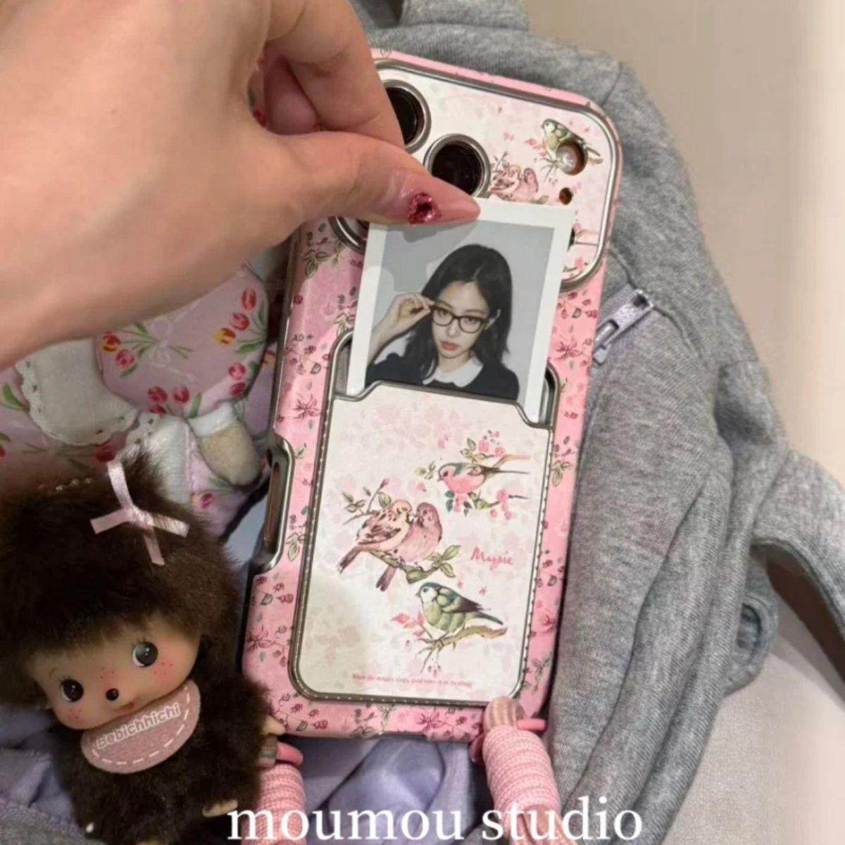 ins韩系梅花喜鹊卡包适用于iPhone17pro防摔16promax手机壳15女款