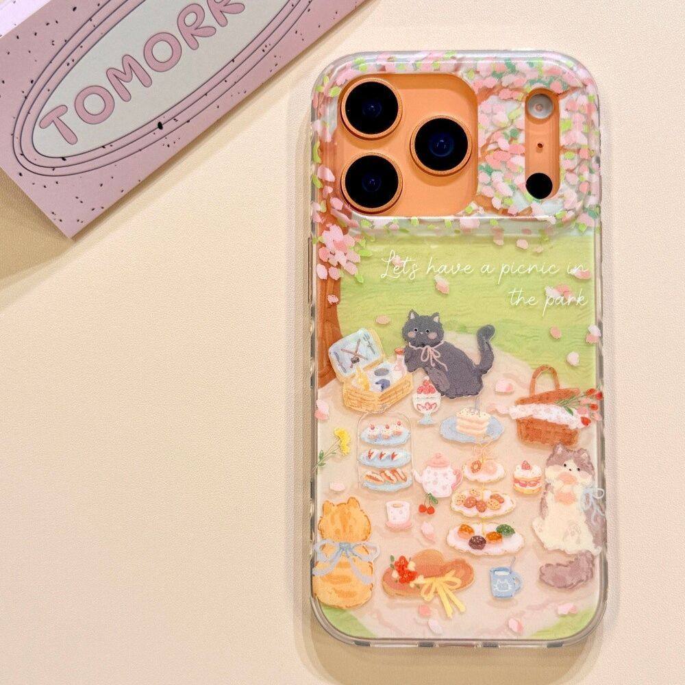 适用于小众可爱露营野餐猫咪插画苹果17promax手机壳iPhone16pro13防摔15/14,3C数码配件,手机保护套/壳,淘宝优惠券,粉丝福利购,淘宝优惠卷