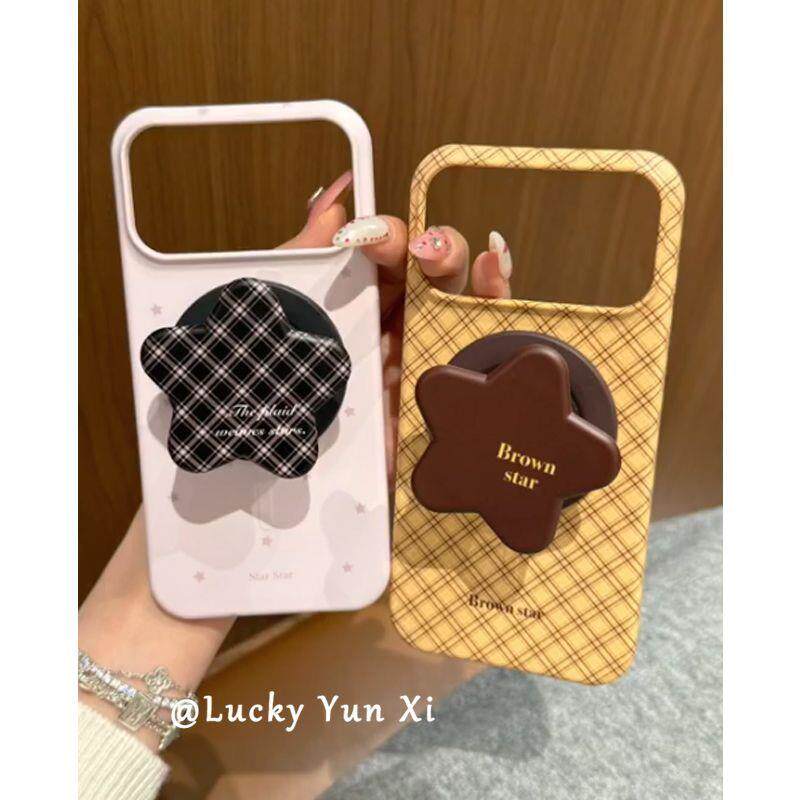 日韩菱格五角星支架适用iPhone17promax手机壳苹果16新款15全包14