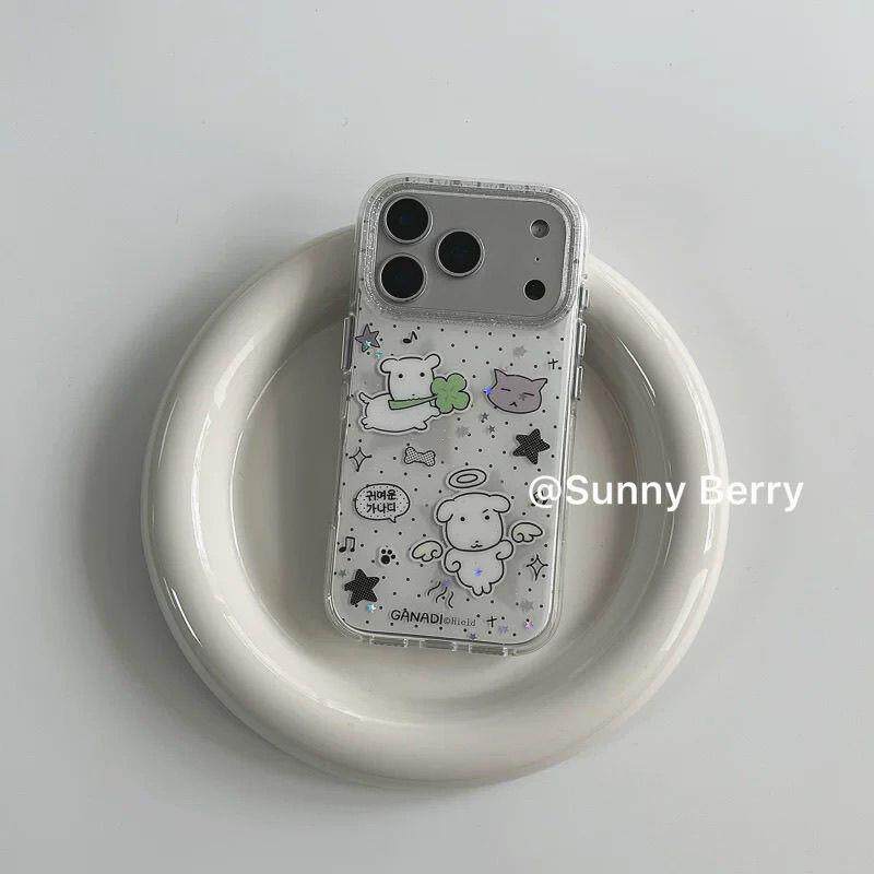 波点四叶草白狗灰猫音符适用苹果17promax手机壳iphone16全包1514