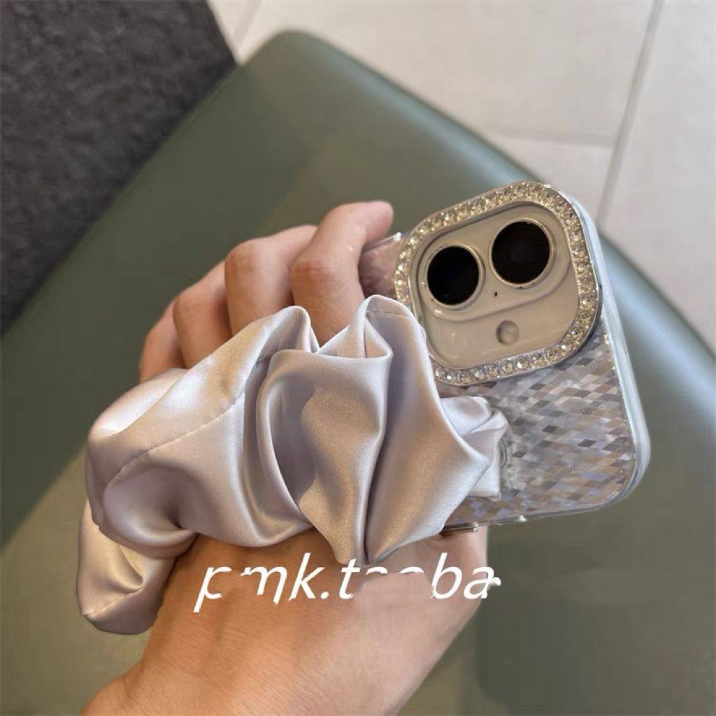 适用于高级银色水钻丝巾腕带苹果16promax手机壳iPhone15promax女14/13/12/11