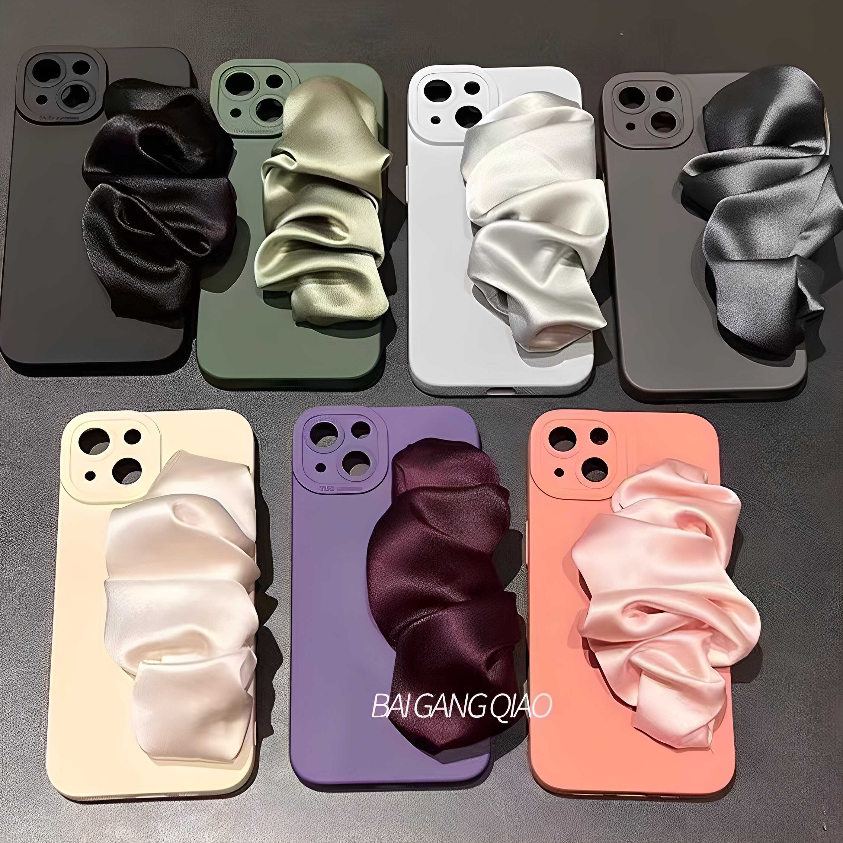 适用于褶皱弹力丝巾手腕带苹果16promax14Pro/1513手机壳防摔XR女78iPhone1211