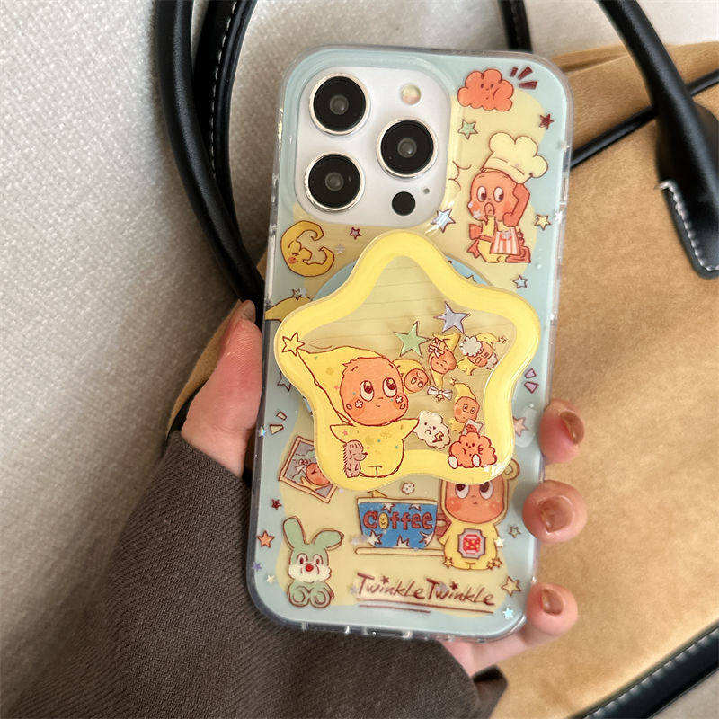 适用于磁吸双层ins黄底气球星星人苹果16promax手机壳iPhone17pro苹果15/14/13