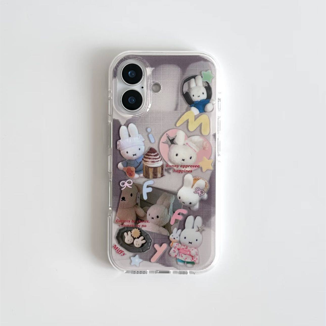 适用于ins可爱颗粒感米菲兔iPhone16promax手机壳苹果15/14pro新款13软