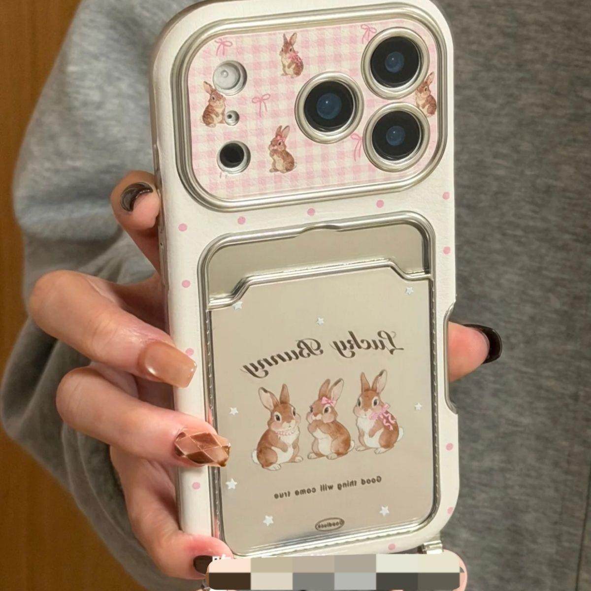 三只英文兔卡包褶皱小熊毛绒挂绳适用于苹果1716promax手机壳1514,3C数码配件,手机保护套/壳,淘宝优惠券,粉丝福利购,淘宝优惠卷