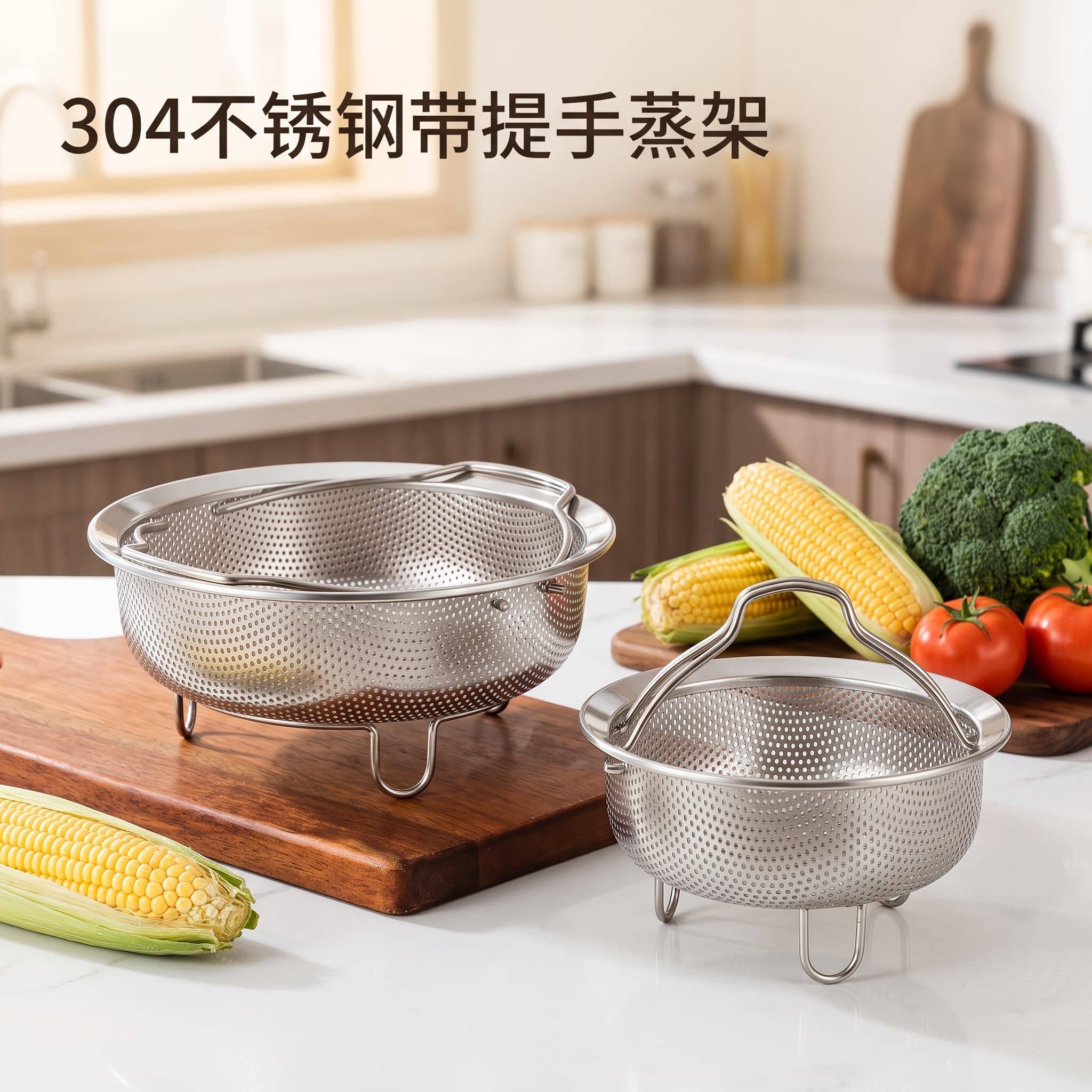不锈钢带提手蒸架电饭煲蒸笼隔水图片