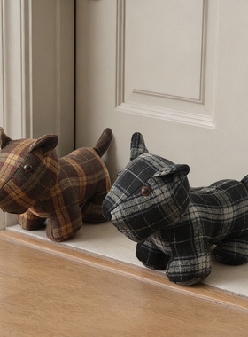 可爱格子布艺立体动物门挡