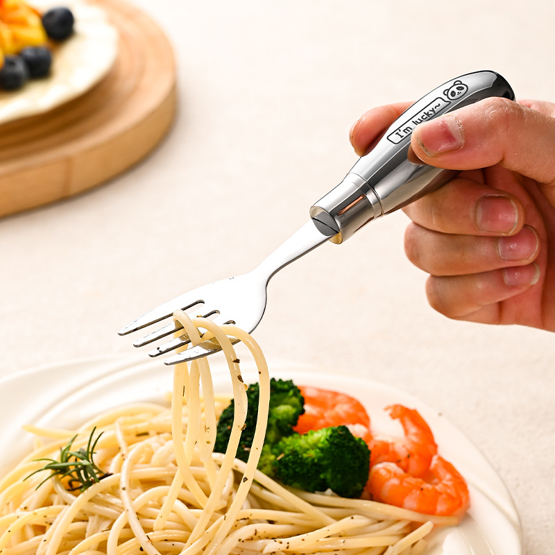 不锈钢勺子家用儿童叉勺卡通宝宝