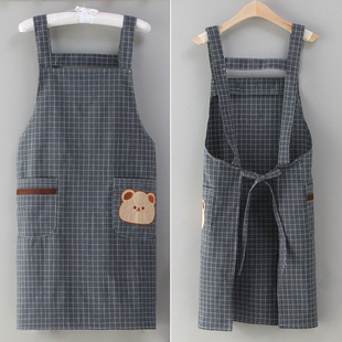 围裙厨房家用2024新款涤棉帆布女棉布可爱餐厅工作背带式围腰