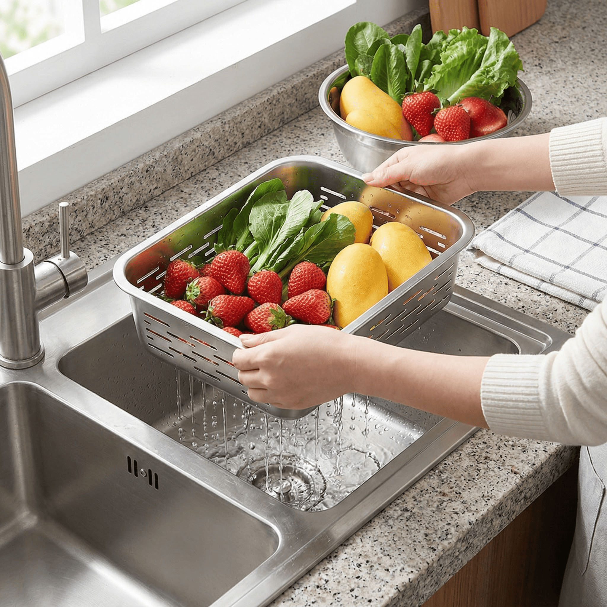 食品级长方形不锈钢过滤盆家用厨房洗菜切片刨丝沥水篮盆子大漏盆,餐饮具,洗菜盆/沥水篮/漏水筛,淘宝优惠券,粉丝福利购,淘宝优惠卷