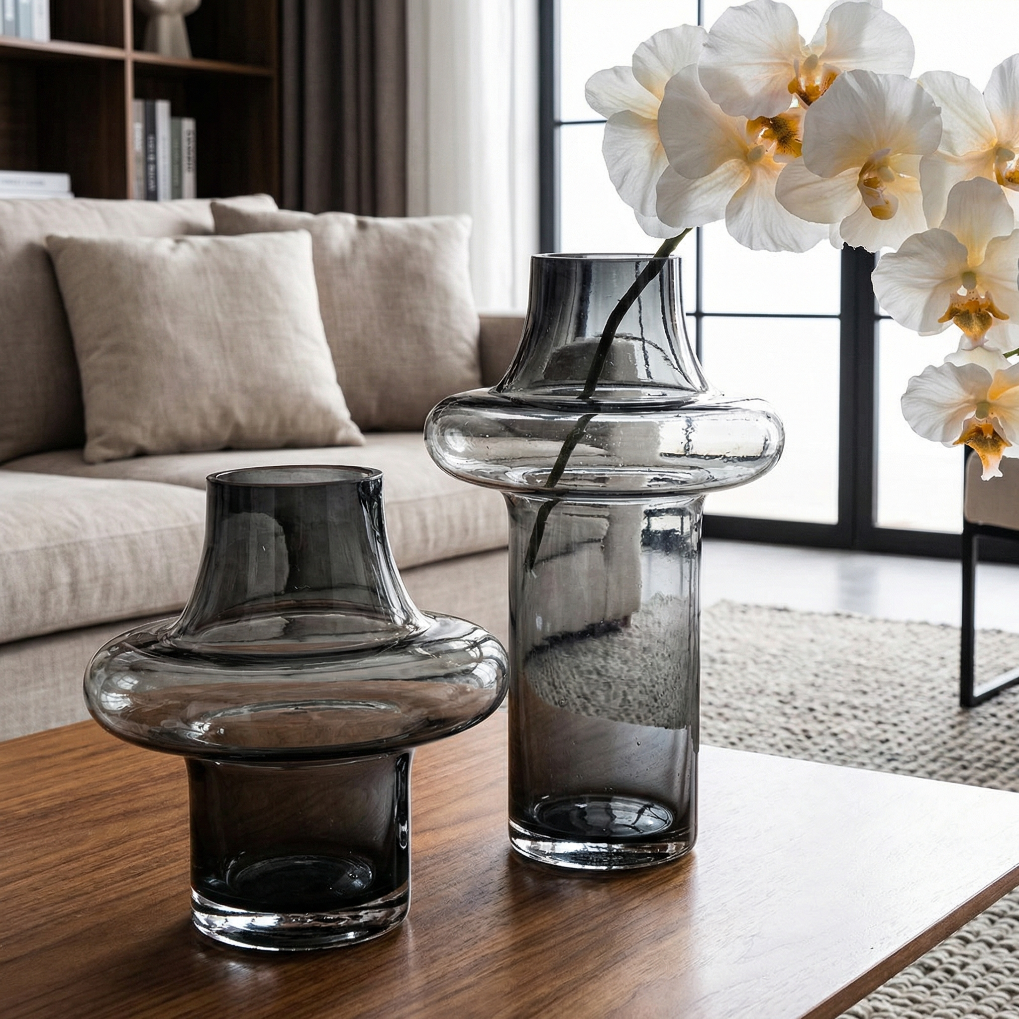 花瓶高级感客厅桌面插花摆件中古咖色装饰玻璃轻奢水培鲜花花器具,家居饰品,花瓶,淘宝优惠券,粉丝福利购,淘宝优惠卷