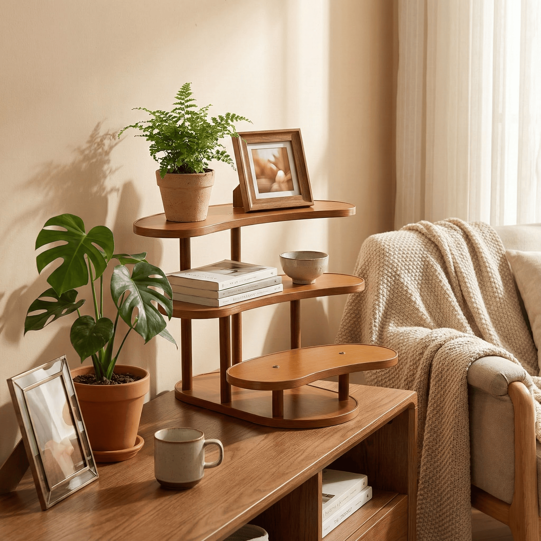 胡桃木桌面收纳置物架杯架香水杯子水杯小摆件化妆品酒阶梯展示架,收纳整理,书桌收纳置物架,淘宝优惠券,粉丝福利购,淘宝优惠卷