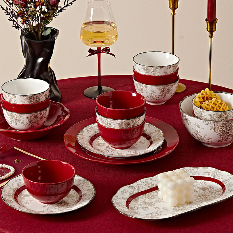 高颜值米饭汤面碗新款陶瓷餐具套装家用订婚新婚礼物乔迁送礼,餐饮具,餐具瓷器套装,淘宝优惠券,粉丝福利购,淘宝优惠卷