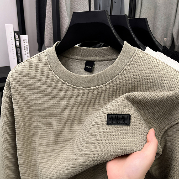 圆领冬季男士毛衣2024新款加厚一体绒打底衫保暖内搭不起球针织衫