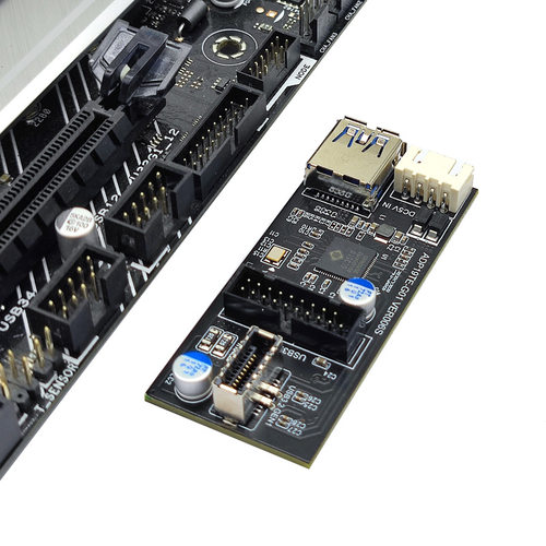 USB3.2前置GEN1转双19PIN或TYPE-C 3.2 TYPE-E转接头扩展卡A-KEY