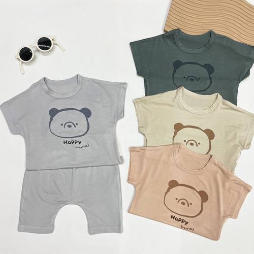 伊比鸭莫代尔休闲夏季薄款家居服套装短袖两件套七分裤大屁屁裤