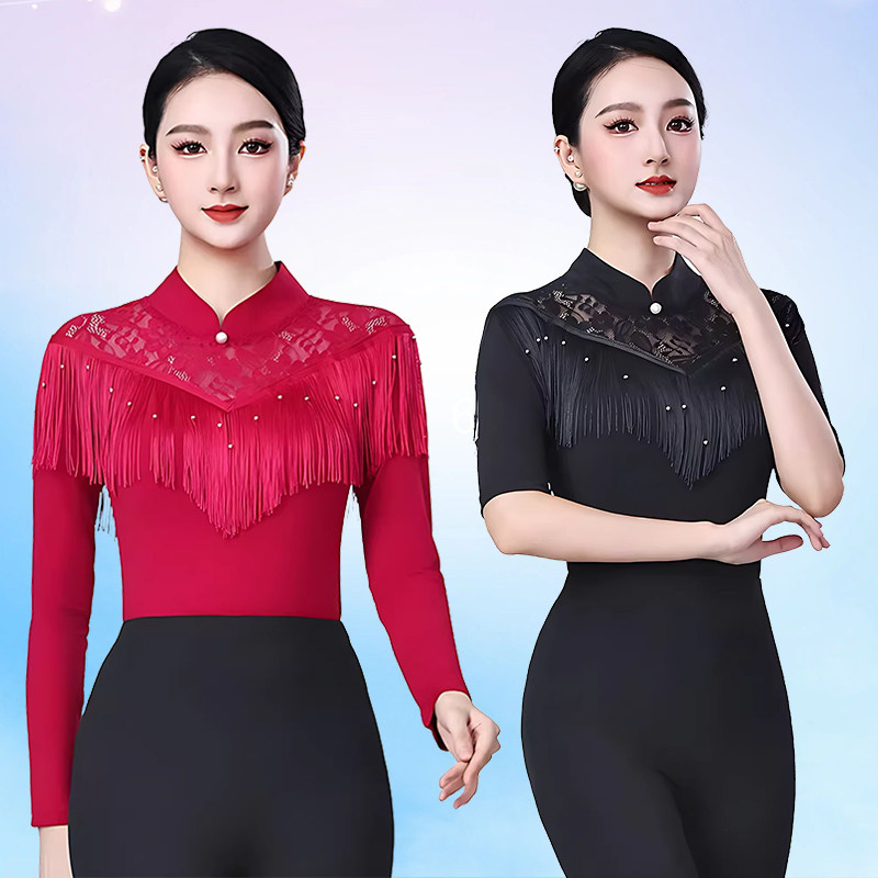 拉丁舞服上衣女2026新款流苏摩登舞国标交谊舞跳广场舞蹈演出服装