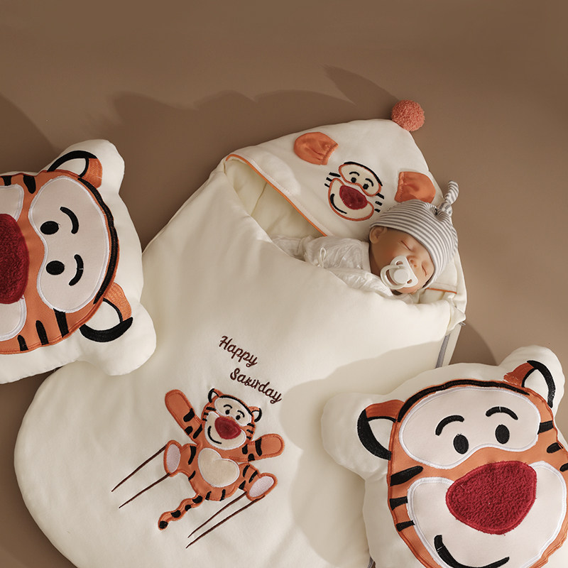 日本婴儿防惊跳睡袋秋冬加厚款新生宝宝抱被初生襁褓包恒温防踢被