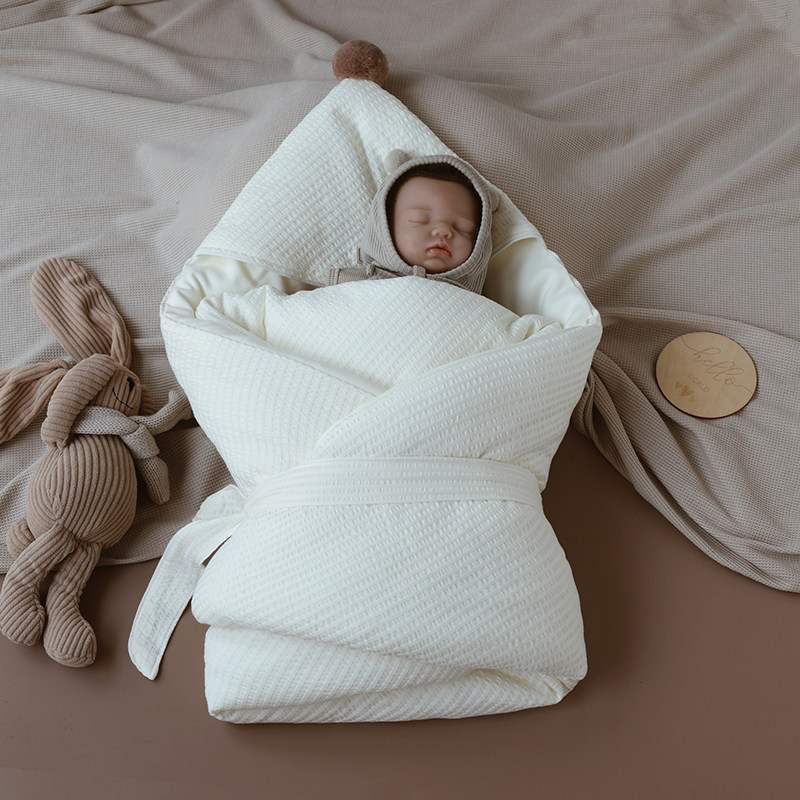 日本初生婴儿包被秋冬季加厚款可脱胆纯棉a类产房用品宝宝抱被子