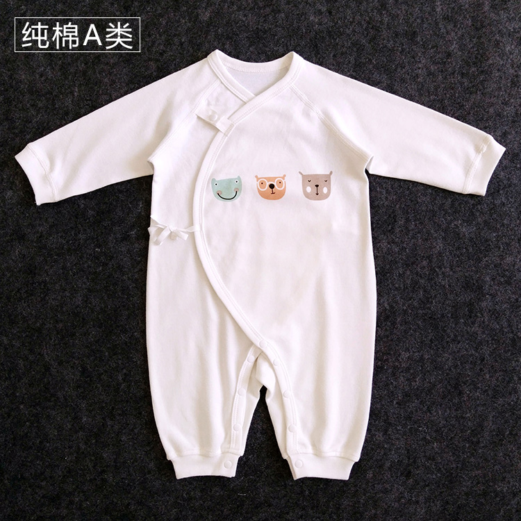 日本代购新生婴儿纯棉春秋连体衣冬打底内衣满月无骨爬服宝宝睡衣