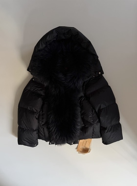 Tèbianco白茶•超大狐狸毛领加厚超轻蓬松保暖鹅绒羽绒服女短款