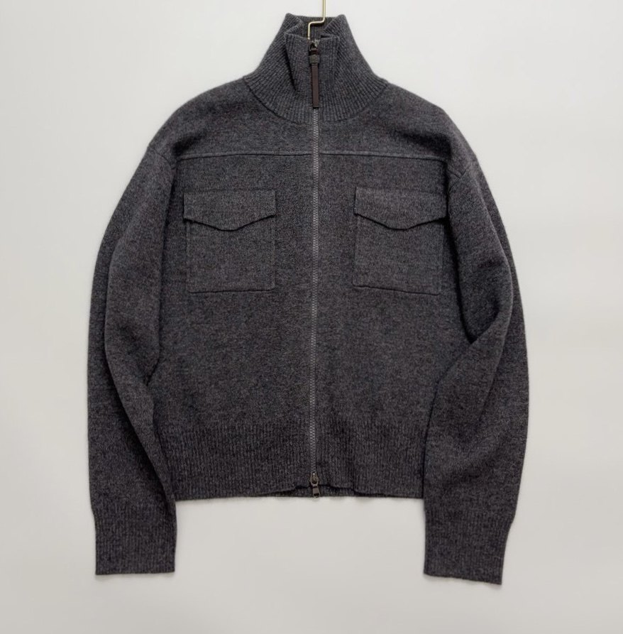 针织口袋立领可做翻领开衫 羊绒拉链外套