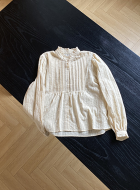 法式精致柔美春季新款宽松百搭宫廷风立领休闲衬衫女