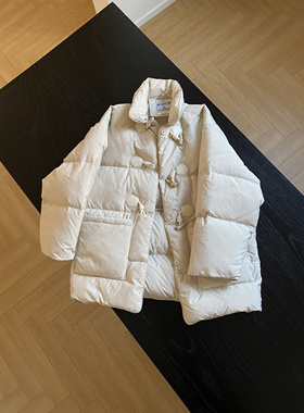 牛角扣立领鹅绒羽绒服女2024冬季新款外套韩版洋气