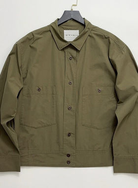 简约翻领棉质短夹克外套女