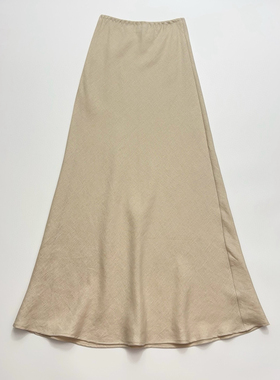 纯色亚麻半身裙半裙～是长款哦～