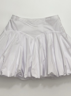 法式复古棉质高腰花苞裙半裙 短裙