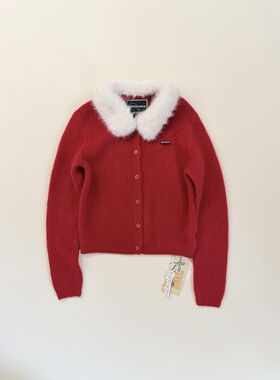 HIPPSUPER · 新年红可拆毛领浣熊绒毛衣开衫