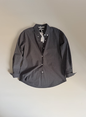 THE SHY STREET经典耐看细格纹百搭衬衫