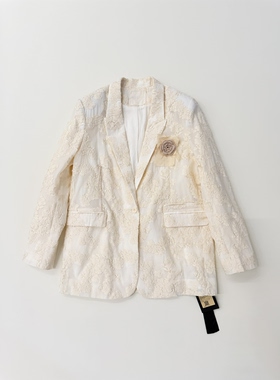 Tèbianco白茶•温柔姐姐风蔷薇提花小众设计感西装外套