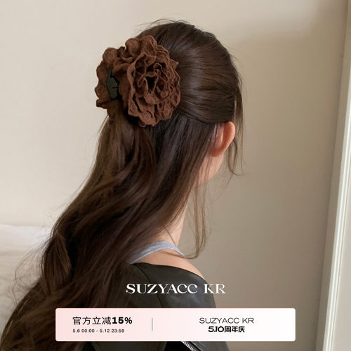 suzyacc kr法式复古蕾丝花朵抓夹女2026新款高级感后脑勺盘发发夹
