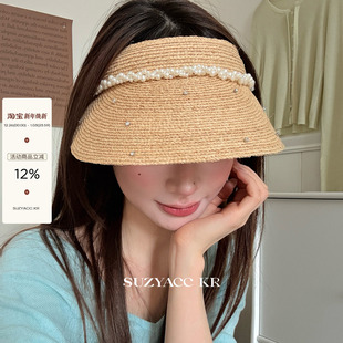 suzyacc kr轻奢精致小香风发箍遮阳帽女2025新款简约百搭防晒帽子