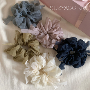 kr春日少女蝴蝶结网纱发圈简约小众设计百搭头花皮筋发饰 suzyacc