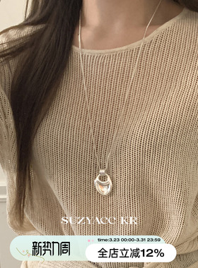 suzyacc kr小众设计感几何吊坠毛衣链极简风百搭高级感t恤长项链