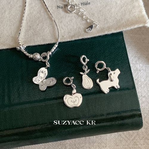 suzyacc kr小众设计纯银素链苹果梨子吊坠个性高级感百搭毛衣链女