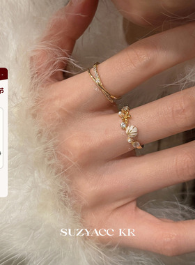 suzyacc kr小众设计百搭合成锆石戒指轻奢气质高级食指戒高级指环