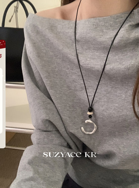 suzyacc kr不规则C字毛衣链长款项链简约小众质感高级百搭毛衣链