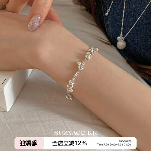 suzyacc kr百搭设计感纯银圈圈手链女轻奢简约精致小众高级感手饰