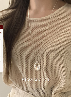 suzyacc kr小众设计感几何吊坠毛衣链极简风百搭高级感t恤长项链