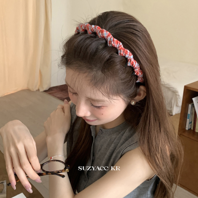 suzyacc kr初秋英伦学院风格纹发箍倒插梳女小众复古高级感头箍