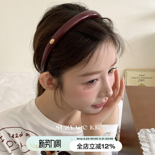 复古红色皮质细发箍法式 藤姐推荐 小众高级百搭头箍 suzyacc
