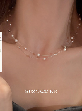 suzyacc kr仿珍珠满天星项链女高级轻奢小众锁骨链温柔气质颈链
