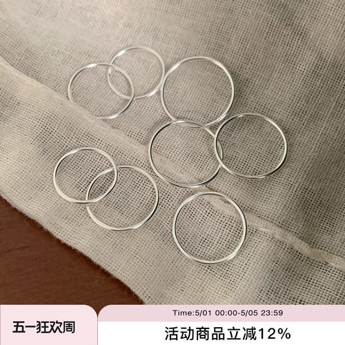 suzyacc kr极简风素圈纯银戒指ins小众高级感尾戒百搭叠戴食指戒
