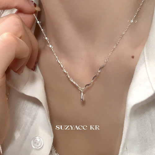 suzyacc kr纯银水滴项链2026新款轻奢小众高级感锁骨链简约毛衣链