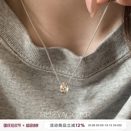 suzyacc kr纯银7粒米圆环项链简约小众大牌高级感百搭个性毛衣链